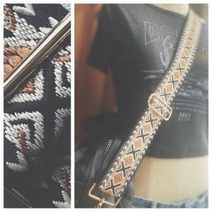 In Fashion Black and Brown Crossbody Strap
